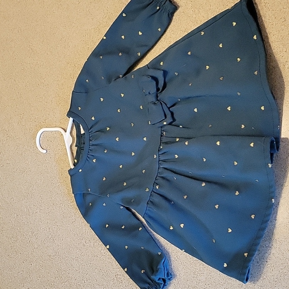 Carter's Blue Dress With Gold Hearts 9 Months